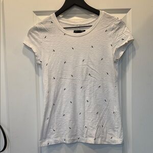 Rag & Bone White Printed Short Sleeve Tee Small